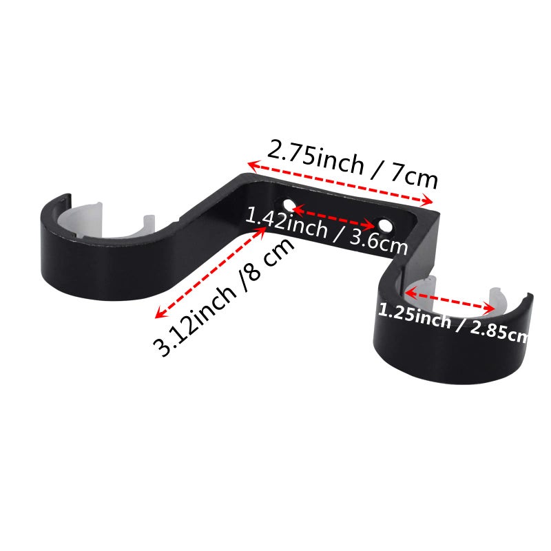 Tiweio Double Curtain Rod Brackets 2Pcs for Tiweio, Aluminum Alloy Ceiling Mounted Curtain Rod Bracket, Ceiling Curtain Rod, Curtain Brackets for Curtain Rod(Black) - Image 2